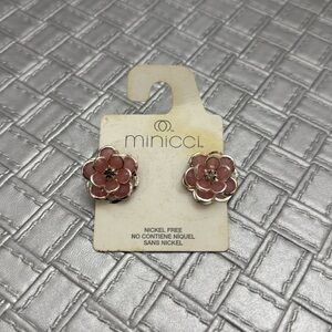 MINICCI pink flower statement earrings